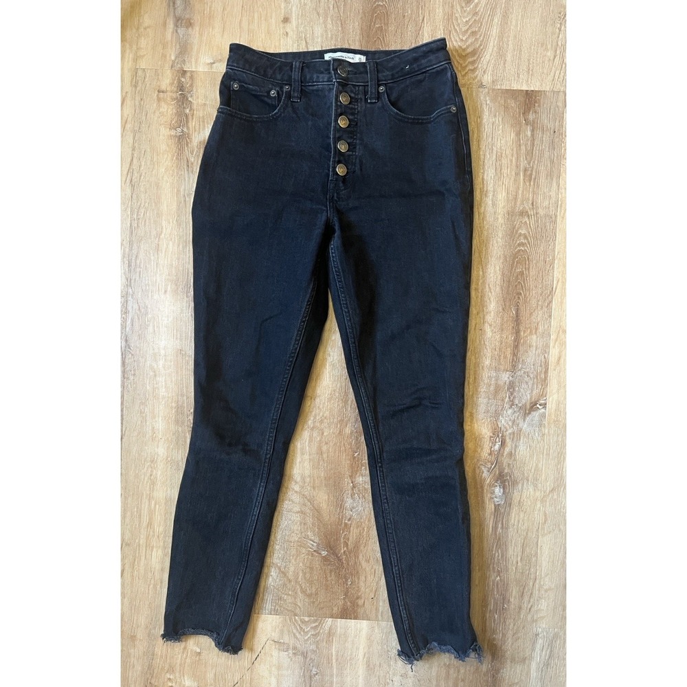 Abercrombie & Fitch Curve Love High Rise Button Fly Skinny Jeans 25/0 Raw Hem